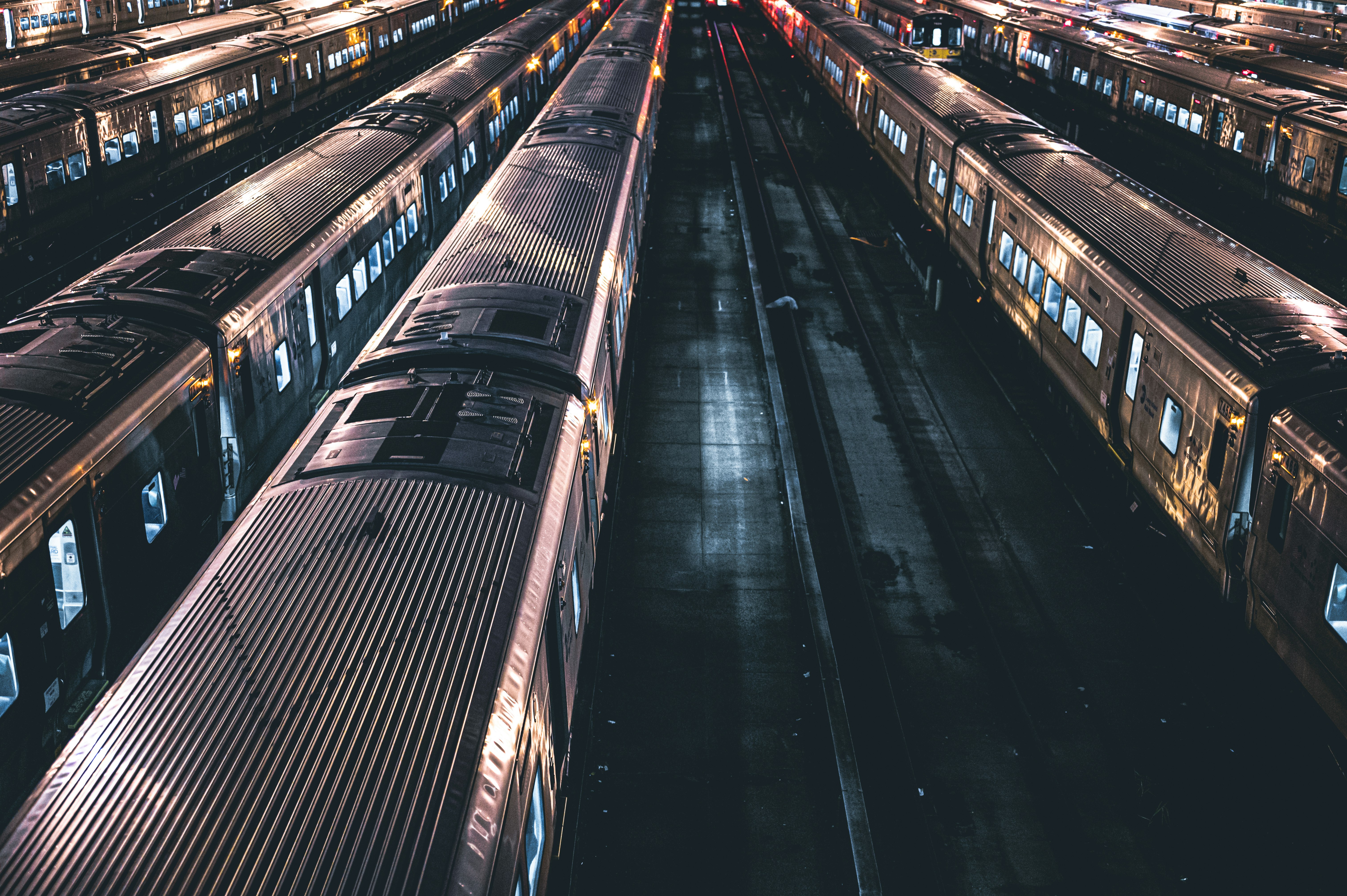 time lapse photography of train station